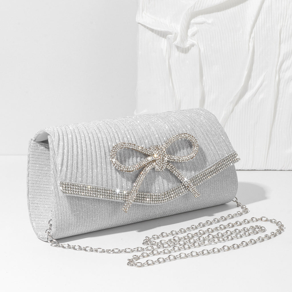 Bow Evening Bag Sparkly Clutch Purses For Women Wedding Glitter Rhinestone Party Prom Purse Dressy Clutch Bags