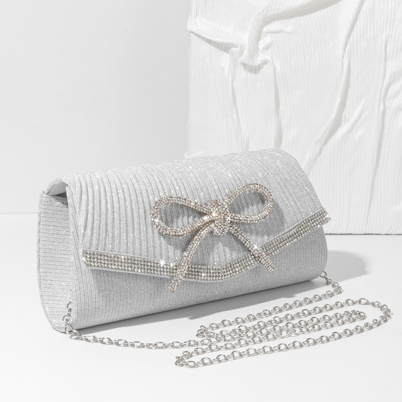 Bow Evening Bag Sparkly Clutch Purses For Women Wedding Glitter Rhinestone Party Prom Purse Dressy Clutch Bags