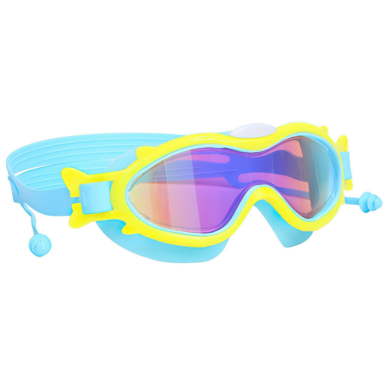 3 Colors Option - 1Pc Kids Swim Goggles With Ear Plugs UV Protection Anti-Fog Leak Proof Wide View Pool Swimming Goggles For Youth Boys Girls Aged 3-16 Years Old Summer Beach Water Park