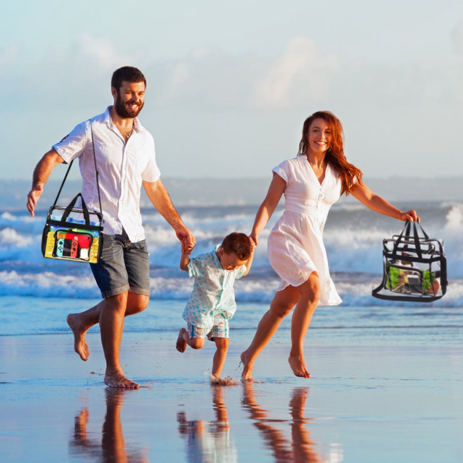 1Pc Clear Crossbody Bag Stadium Approved Clear Transparent Shoulder Bag See Through Zip Pouch Tote Bag Handbag With 11LBS Load