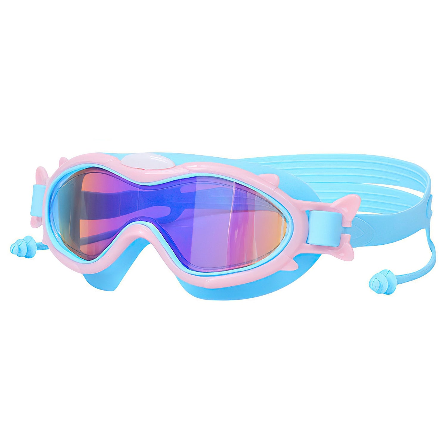 3 Colors Option - 1Pc Kids Swim Goggles With Ear Plugs UV Protection Anti-Fog Leak Proof Wide View Pool Swimming Goggles For Youth Boys Girls Aged 3-16 Years Old Summer Beach Water Park