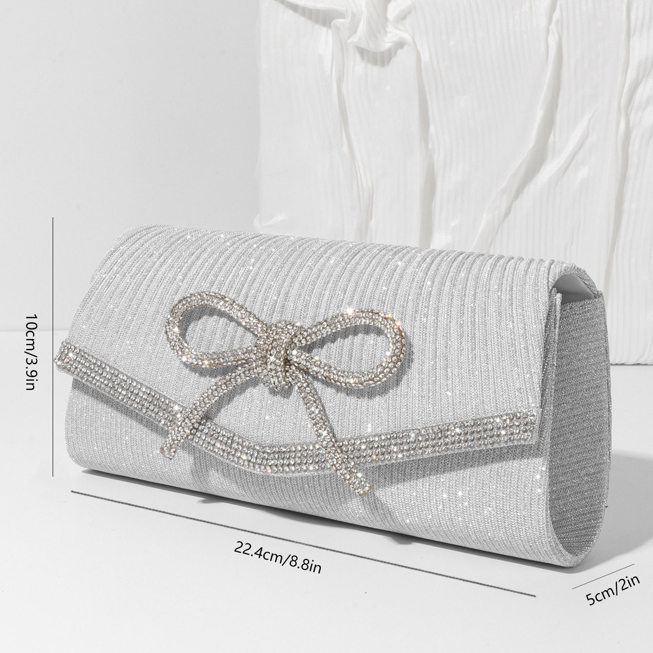 Bow Evening Bag Sparkly Clutch Purses For Women Wedding Glitter Rhinestone Party Prom Purse Dressy Clutch Bags