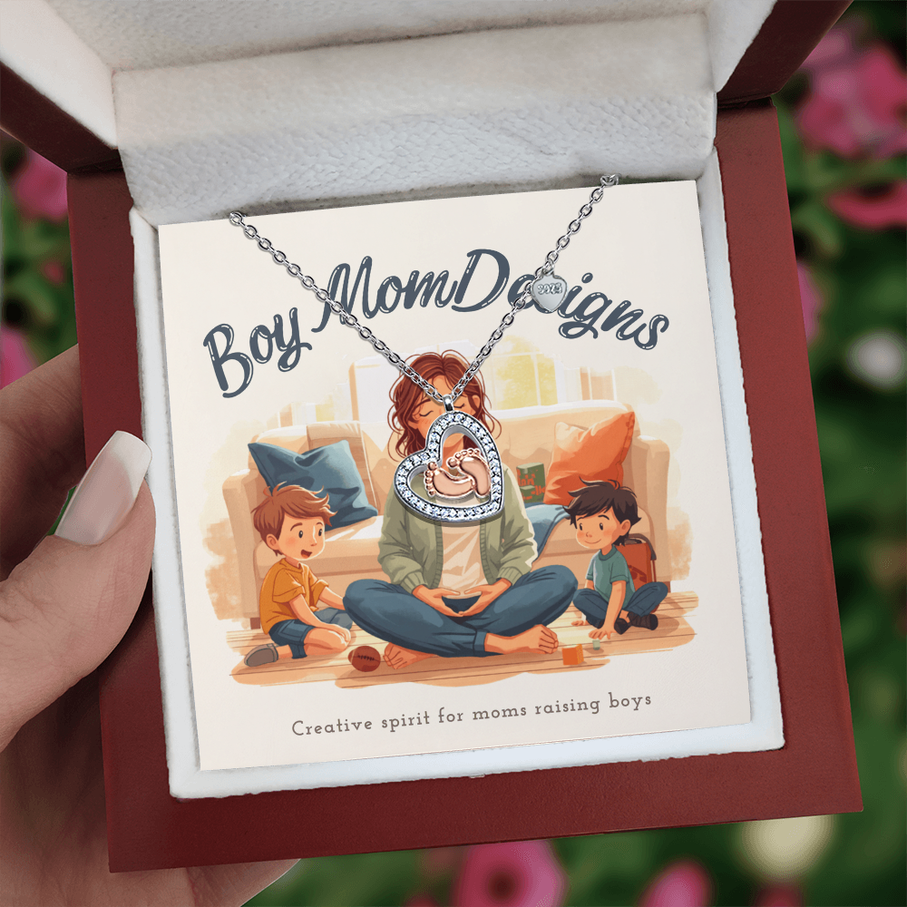 Baby Feet Heart Necklace