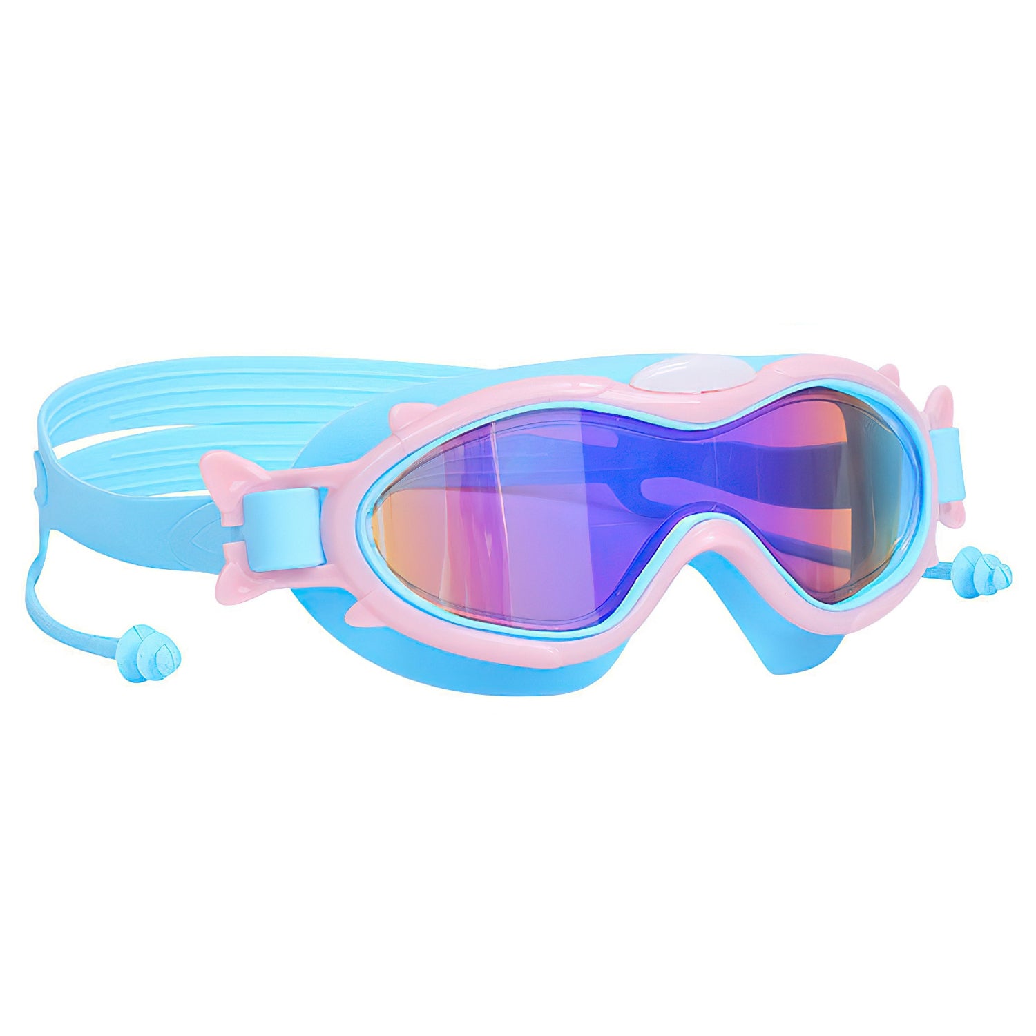 3 Colors Option - 1Pc Kids Swim Goggles With Ear Plugs UV Protection Anti-Fog Leak Proof Wide View Pool Swimming Goggles For Youth Boys Girls Aged 3-16 Years Old Summer Beach Water Park