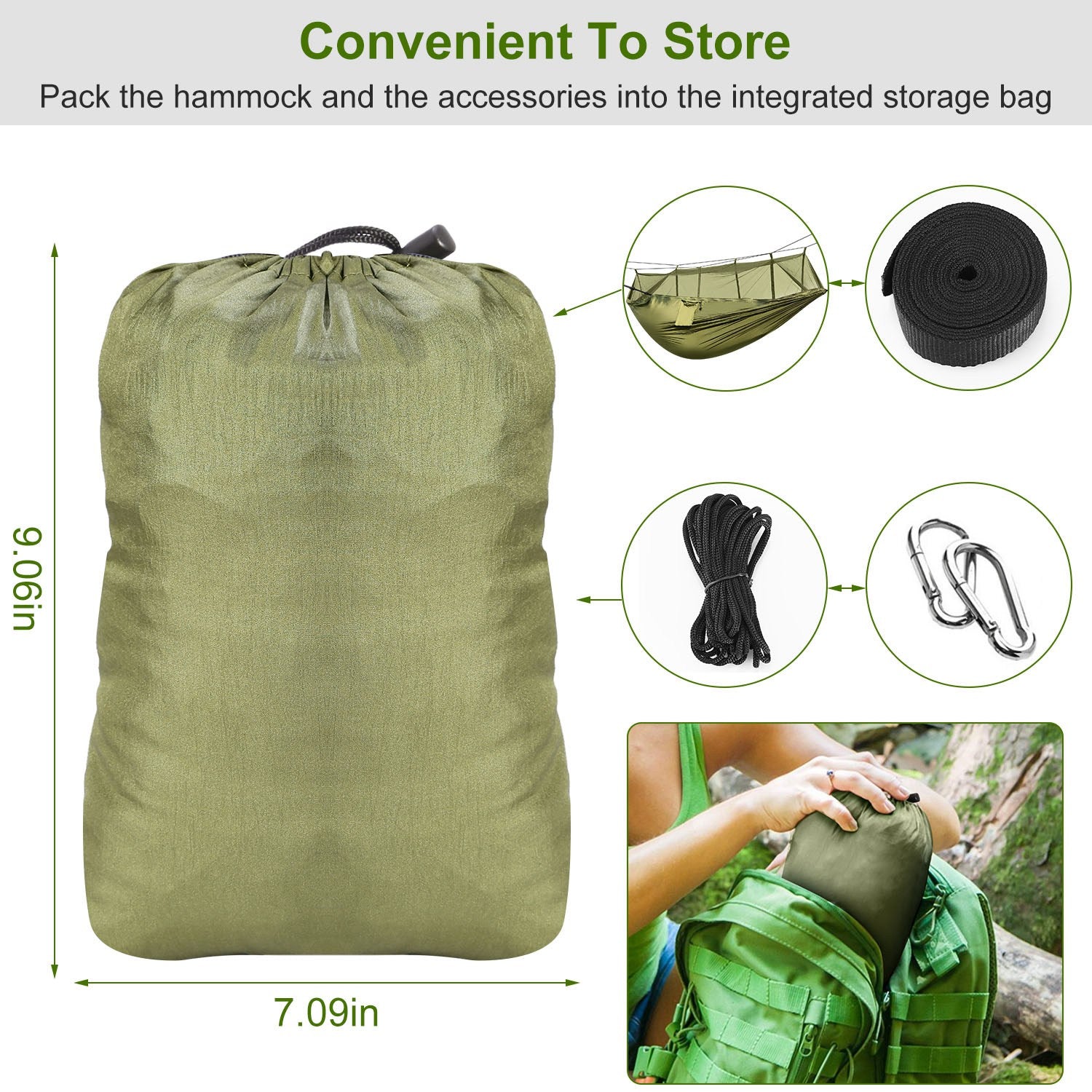 Camping Hammock, Portable Double Hammock With Net