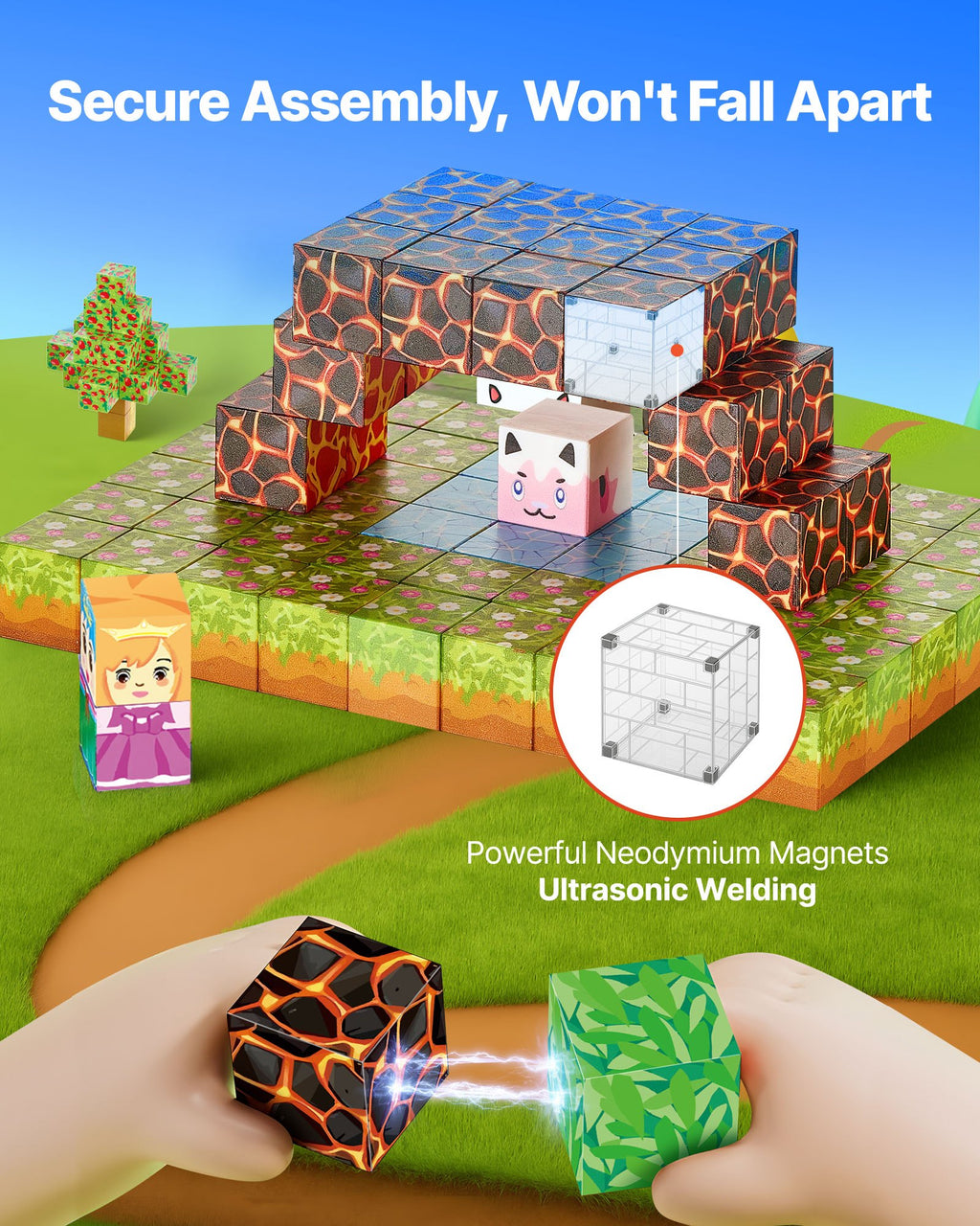 Magnetic Blocks 150 PCS Forest Castle Set STEM Montessori Sensory Toys