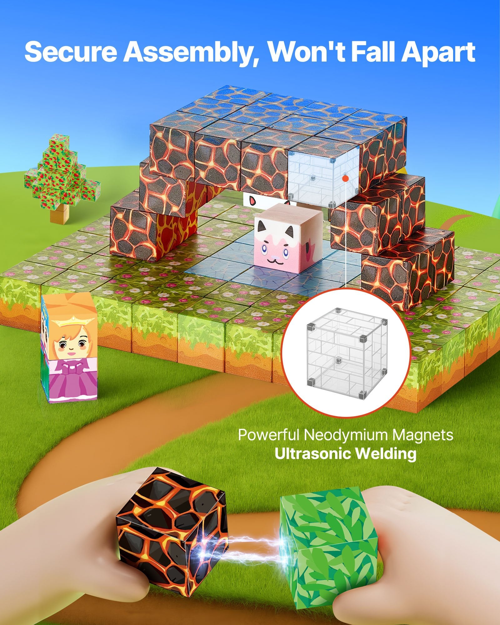 Magnetic Blocks 150 PCS Forest Castle Set STEM Montessori Sensory Toys