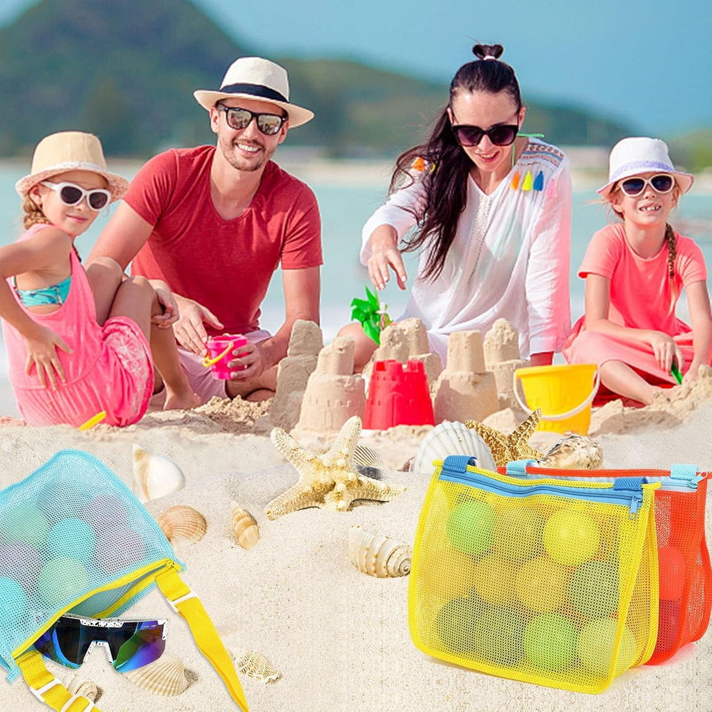 3 Pack Beach Toys Mesh Beach Bag Seashell Bag Sand Toy Shell Collecting For Holding Shells Swimming Pool Storage With Adjustable Carrying Straps For Boys And Girls Clearance